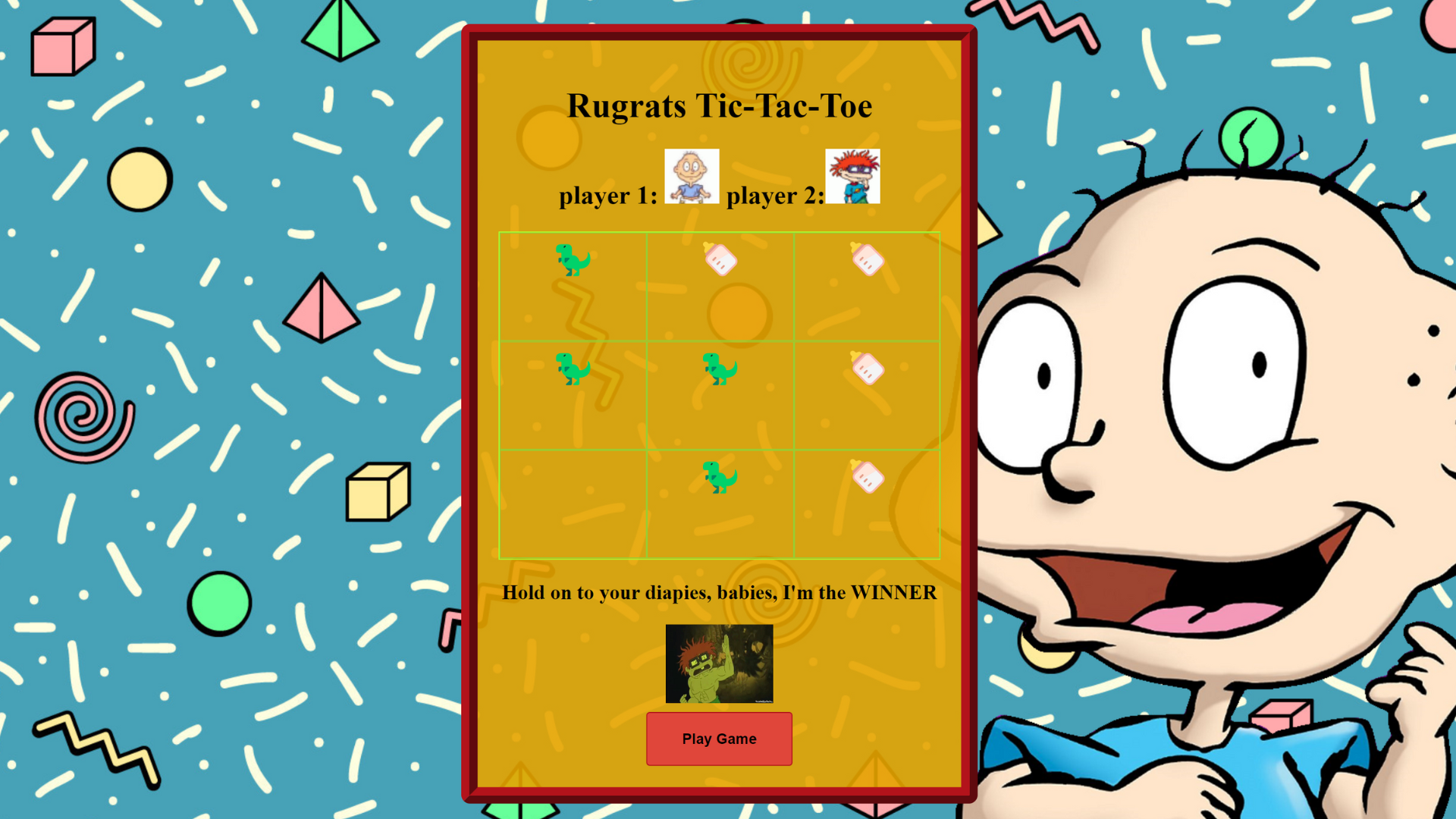 Rugrats Tic-Tac-Toe Game